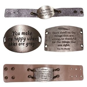 (2) Lenny & Eva Leather Cuff Sentiment Quote Bracelets